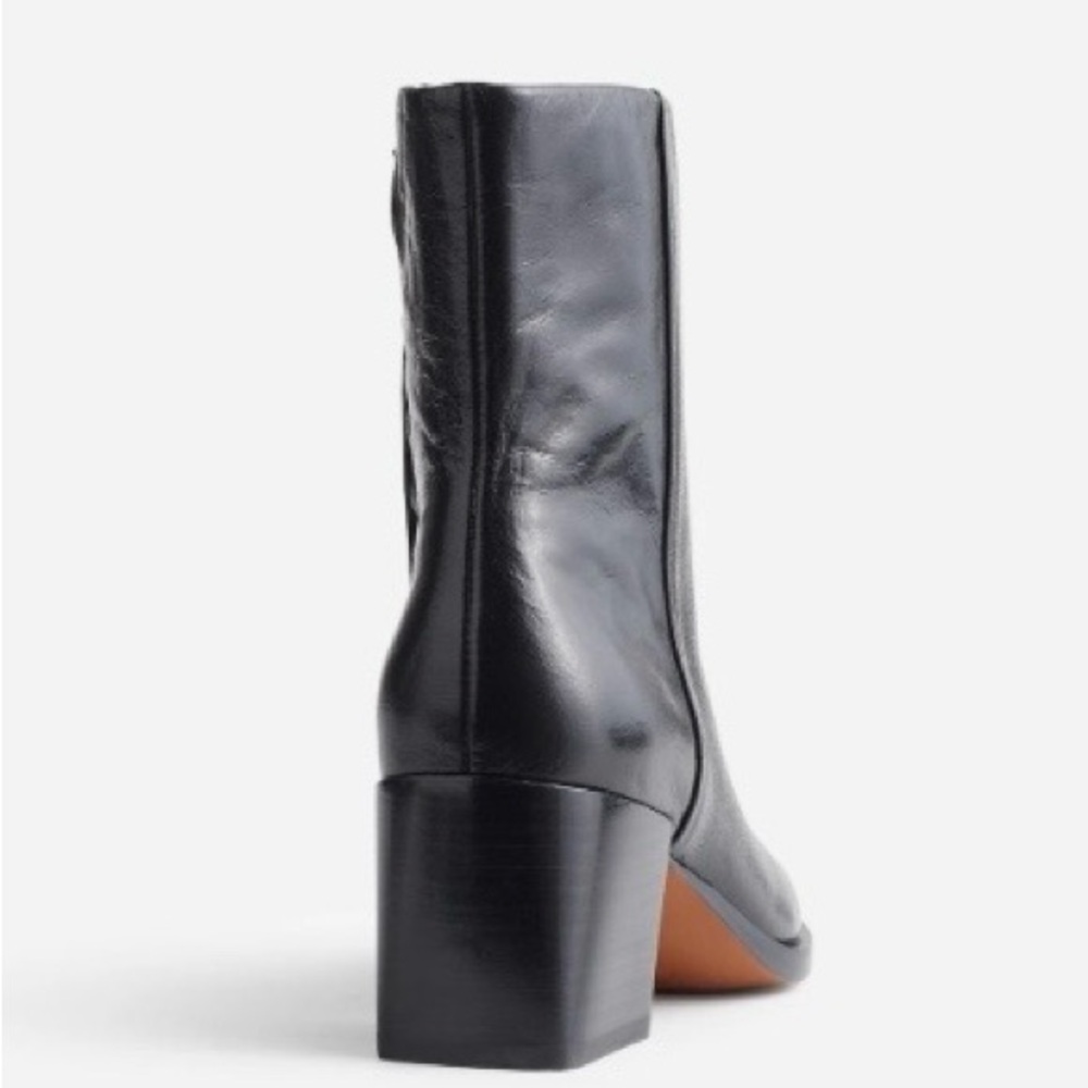 Madewell Women's Black Leather Ankle Boots - Sleek Zip Booties Size 10.5 - Picture 3 of 12